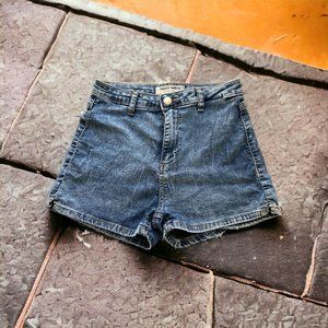 Tally Weiji Denim Jean Shorts Small Side Slits Size 38 SEE Measurements